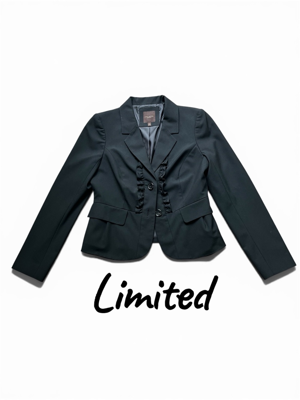 The Limited Black Ruffle-Front Tailored Blazer - Picture 1 of 1